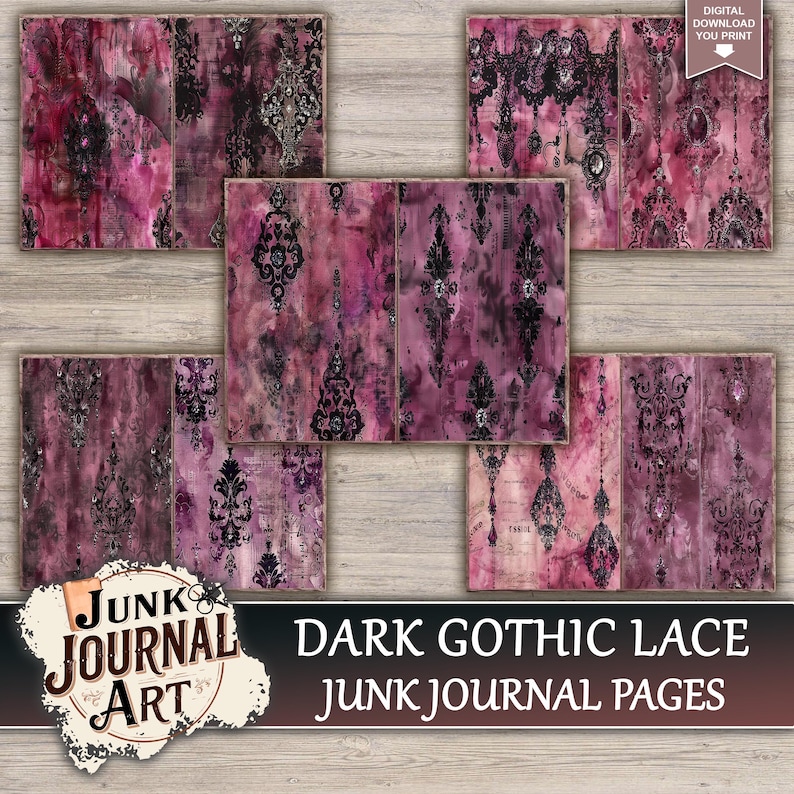 Dark Gothic Lace Junk Journal Printable Pages - Black Victorian Kit ...