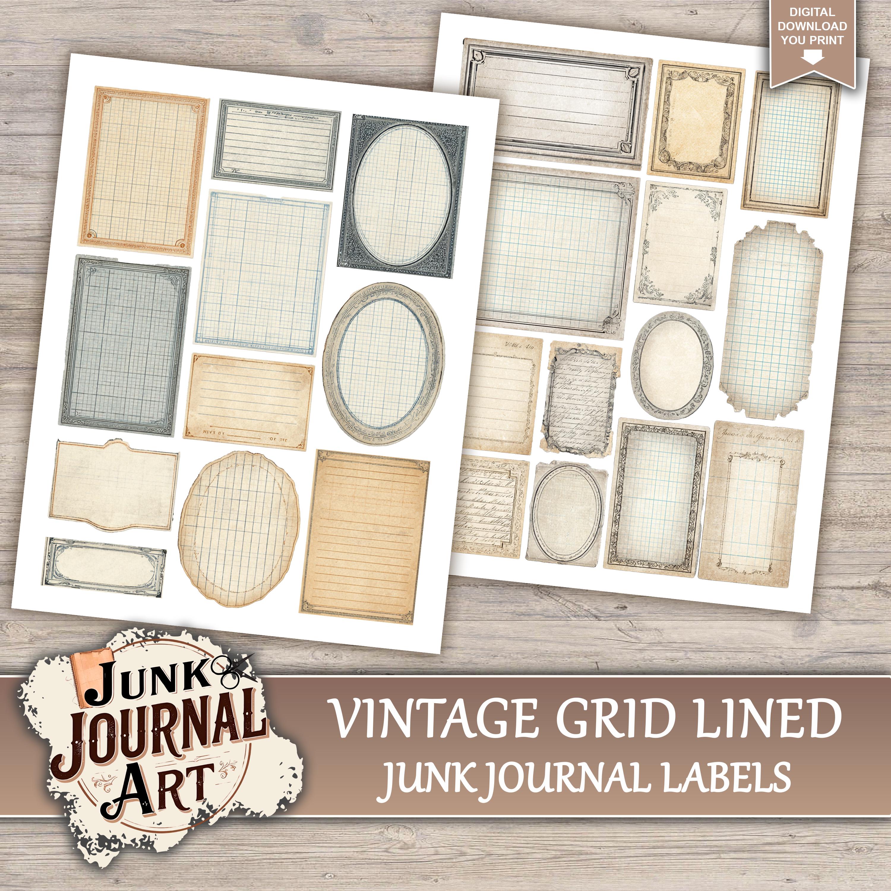 Vintage Grid Lined Junk Journal Printable Pages - Notebook Paper ...