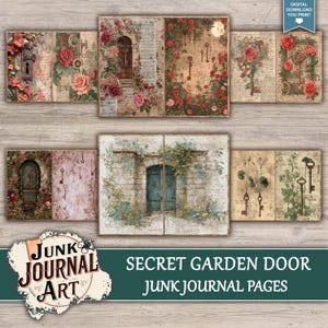 Secret Garden Door Junk Journal Printable Pages - Vintage Key Ephemera ...
