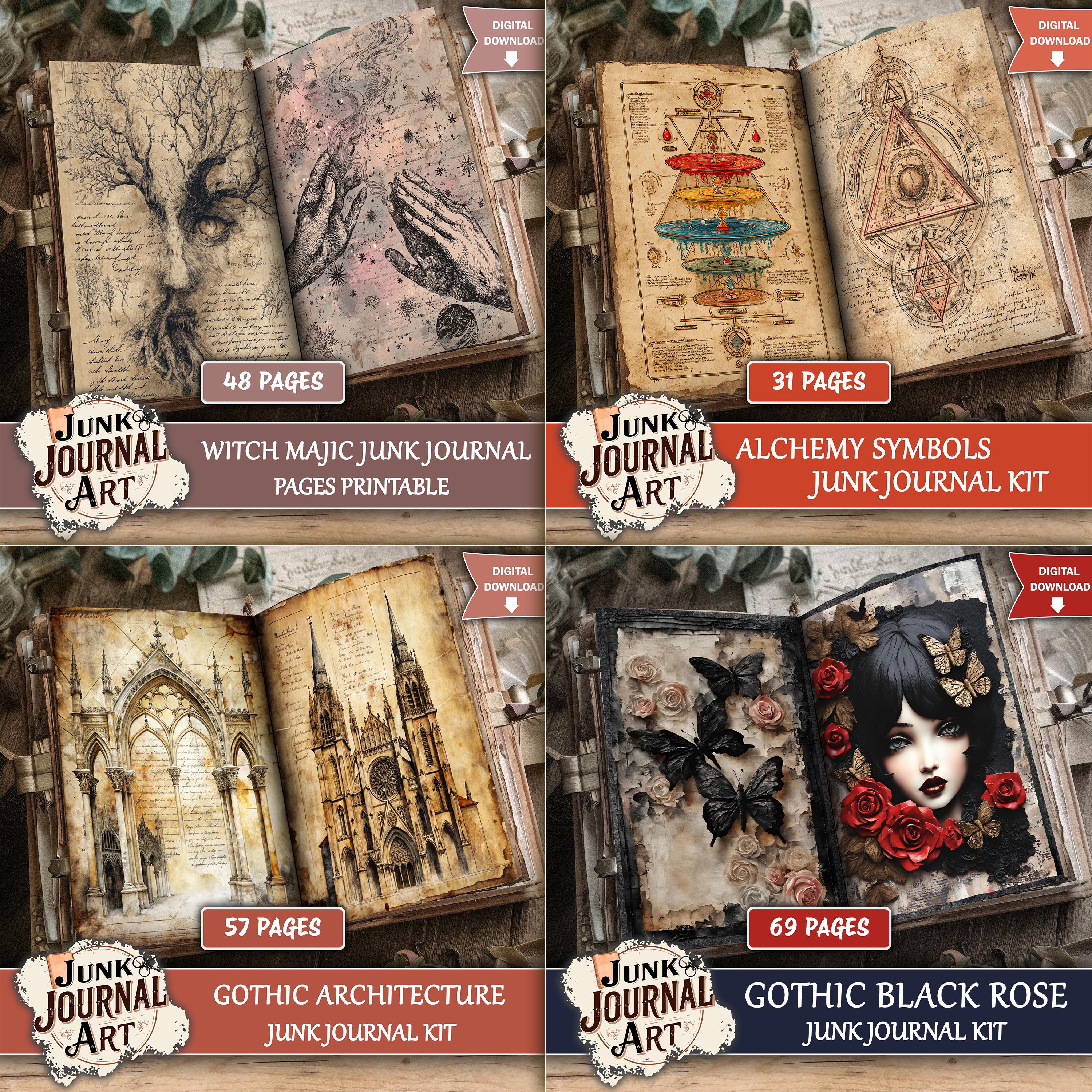 Gothic Junk Journal Bundle, Dark Academia Paper, Witchy Ephemera Kit ...