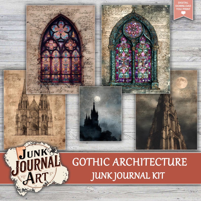 Gothic Architecture Junk Journal Pages, Junk Journal Supplies, Junk ...