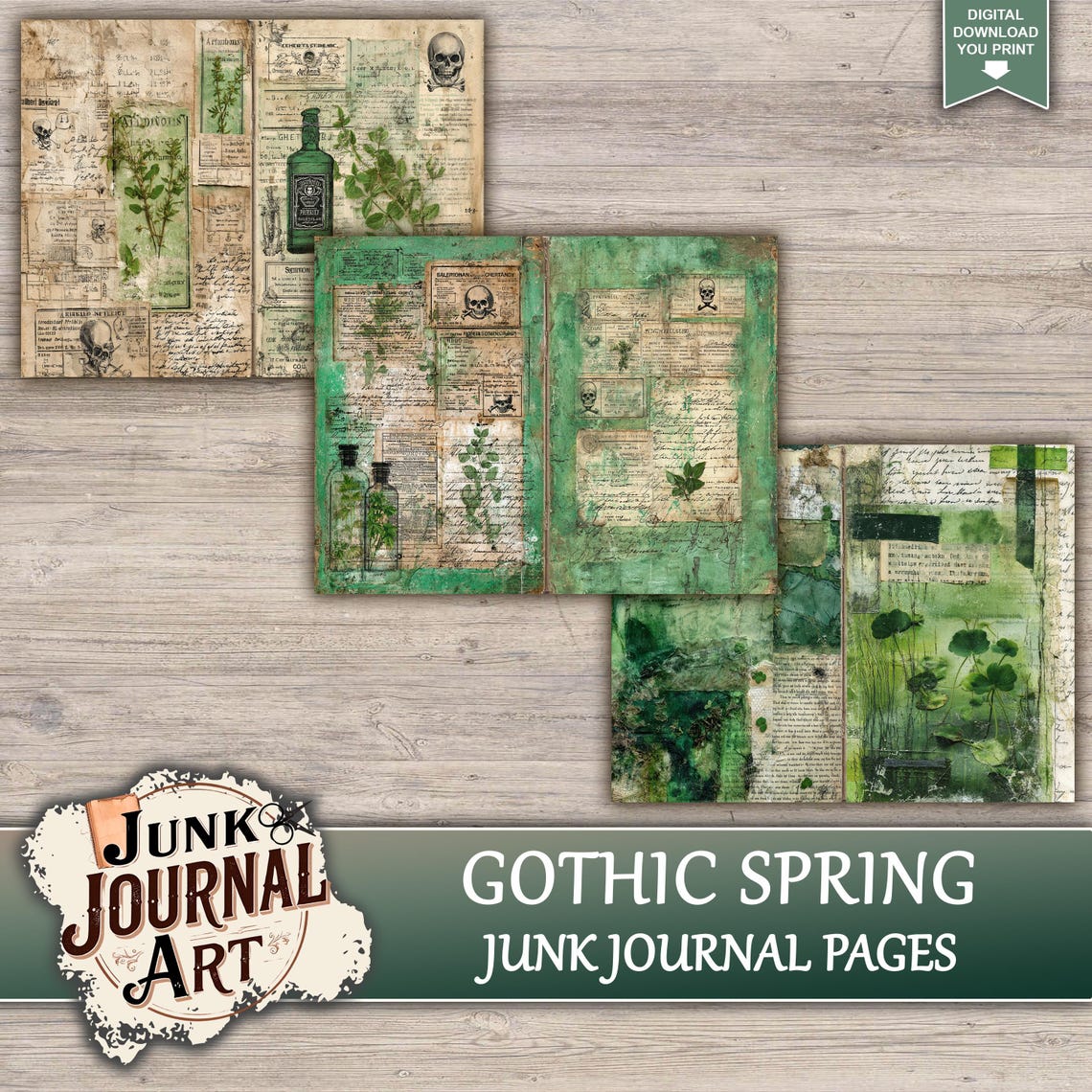 Gothic Spring Junk Journal Printable Pages - Junk Journal Supplies ...