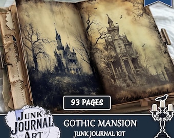 Gothic mansion junk journal, junk journal supplies, junk journal kits, Junk journal castle, Gothic junk journal kits, ephemera, printable