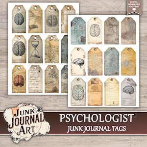 junk journal supplies, junk journal kits, junk journal paper, junk journal pages, Vintage Junk journal, Medical junk journal, Psychologist journal, Brain art, Mental Health, Phrenology Head, Mind Art, fussy cut, printable paper