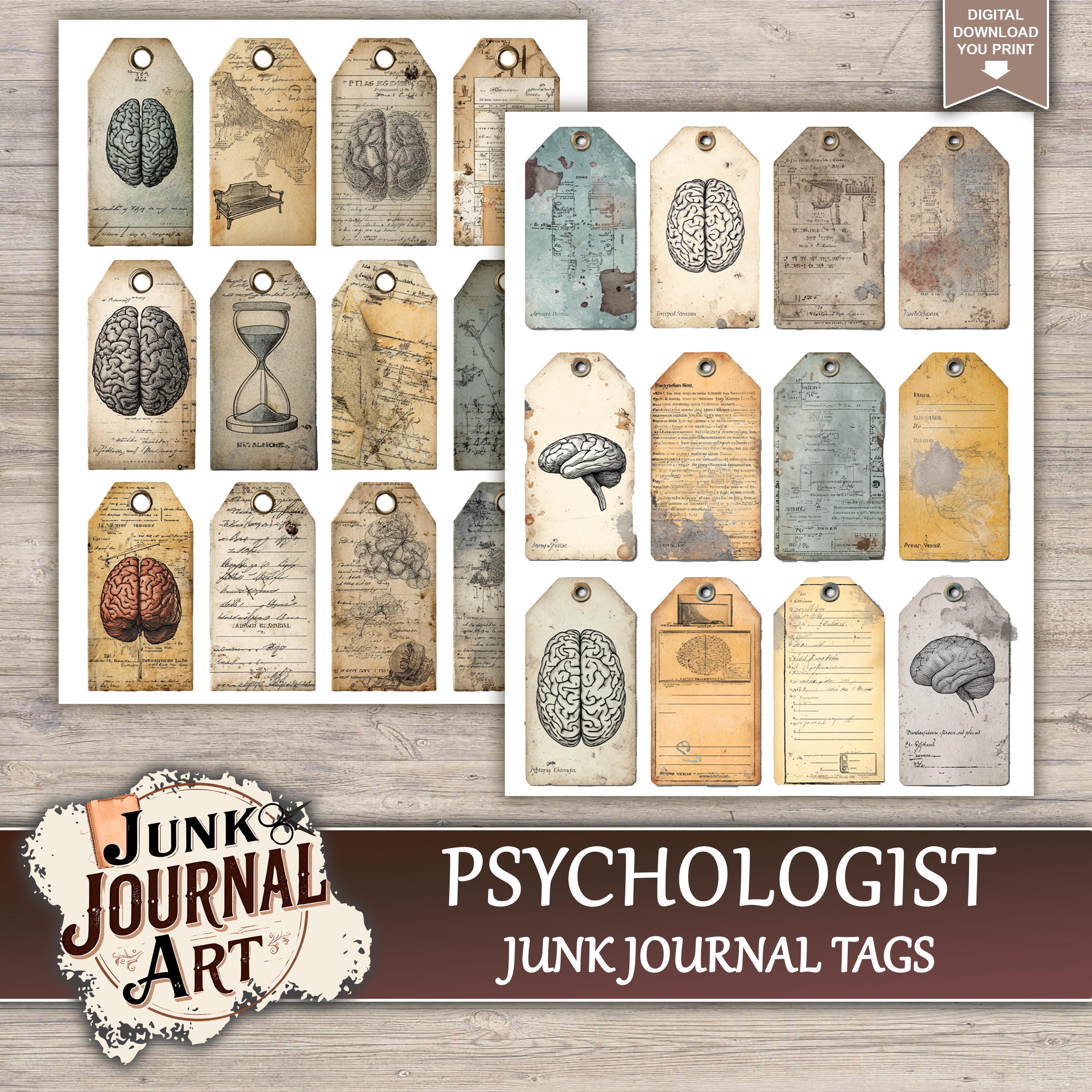 Psychologist Junk Journal Printable Pages - Brain Ephemera, Mental Health Kit, Medical Paper - Etsy