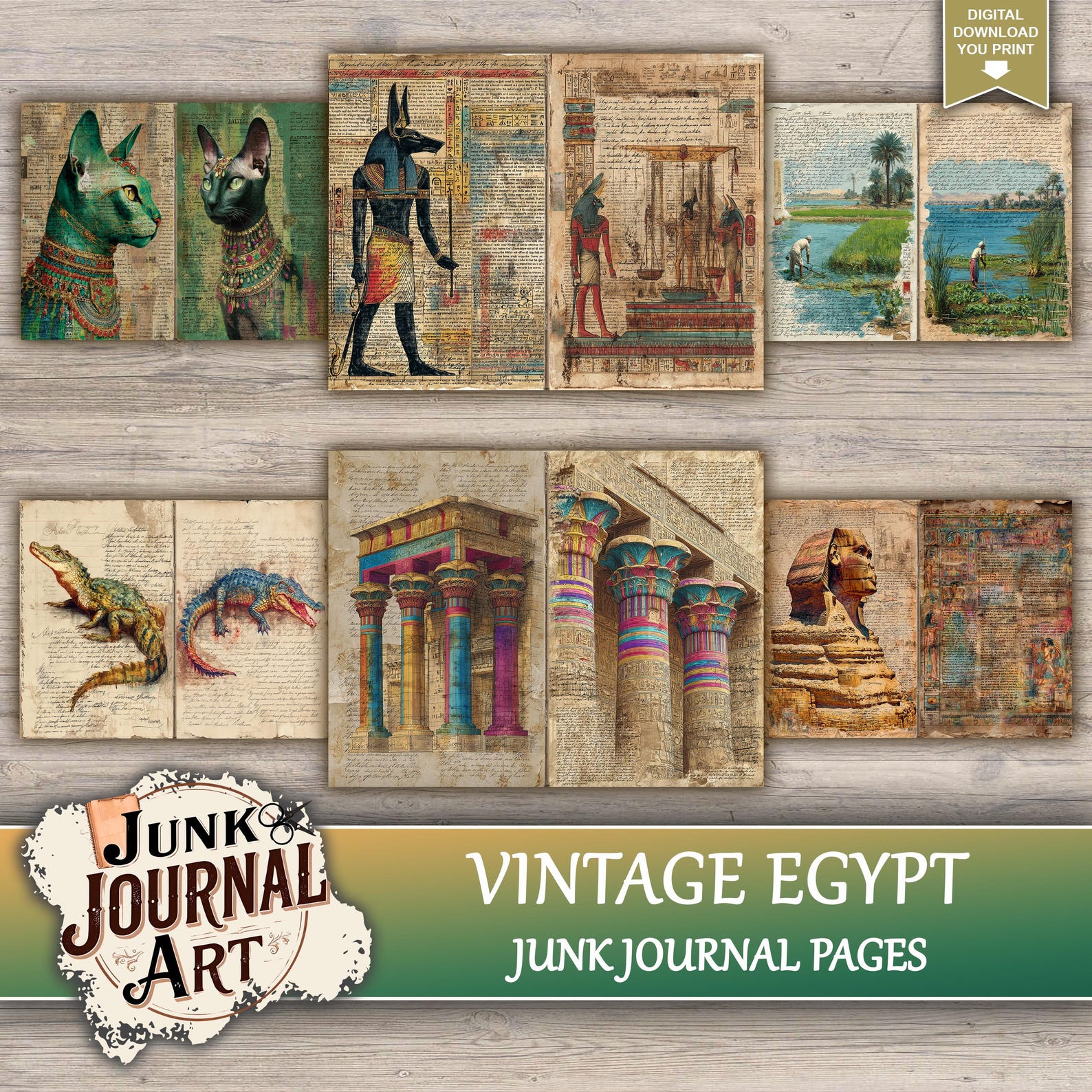 Vintage Egypt Junk Journal Printable Pages, Egyptian Kit, Ancient ...