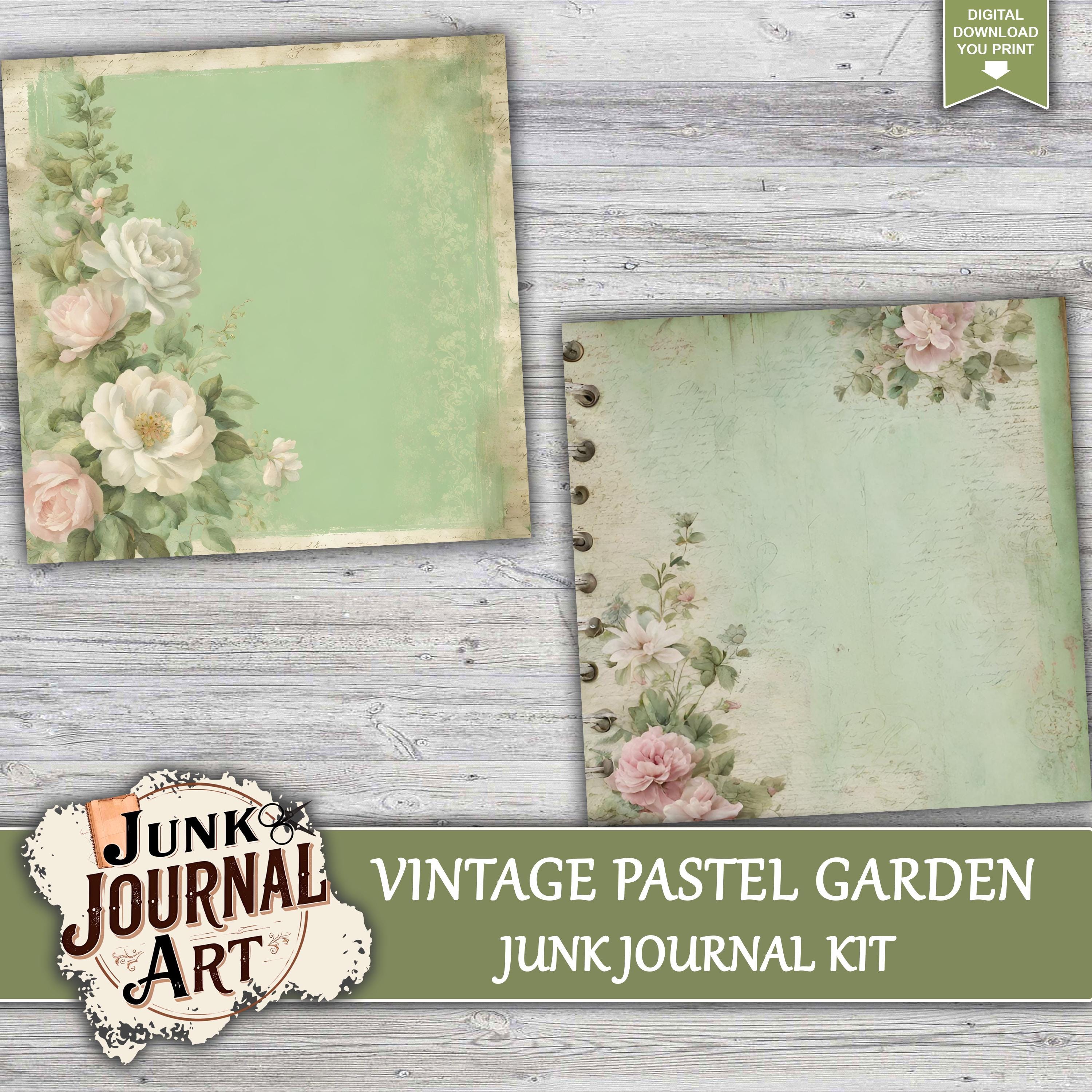 Vintage Pastel Green Junk Journal, Shabby Chic Journal Kits, Junk ...