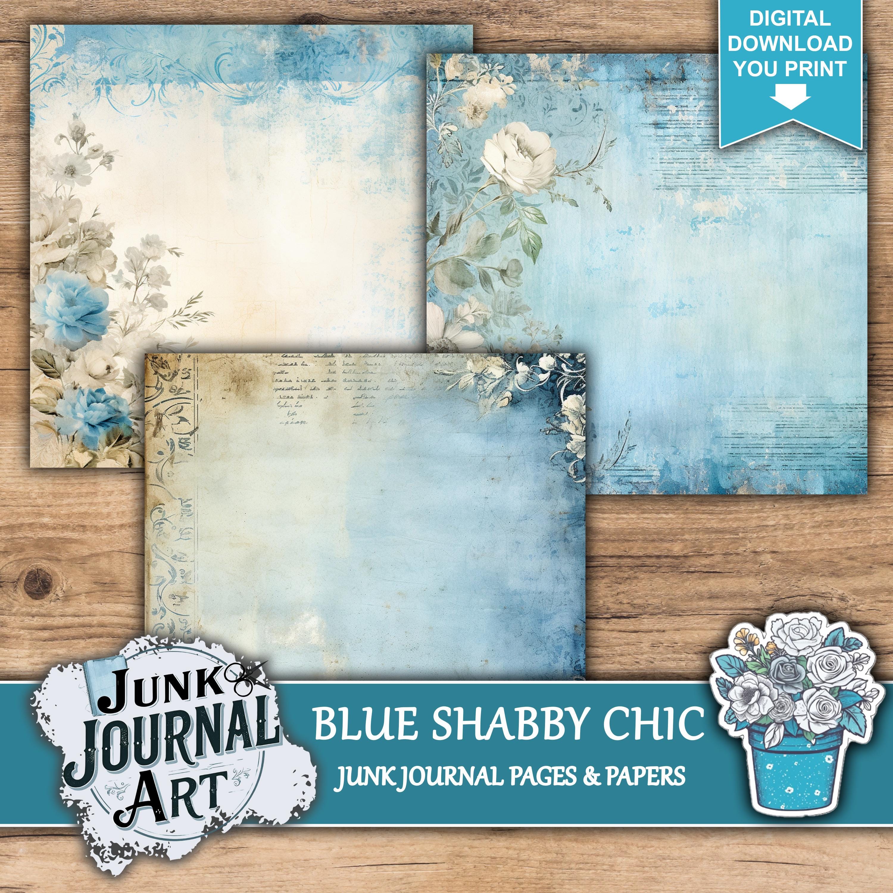Blue Shabby Junk Journal, Blue Shabby Chic Floral, Junk Journal ...