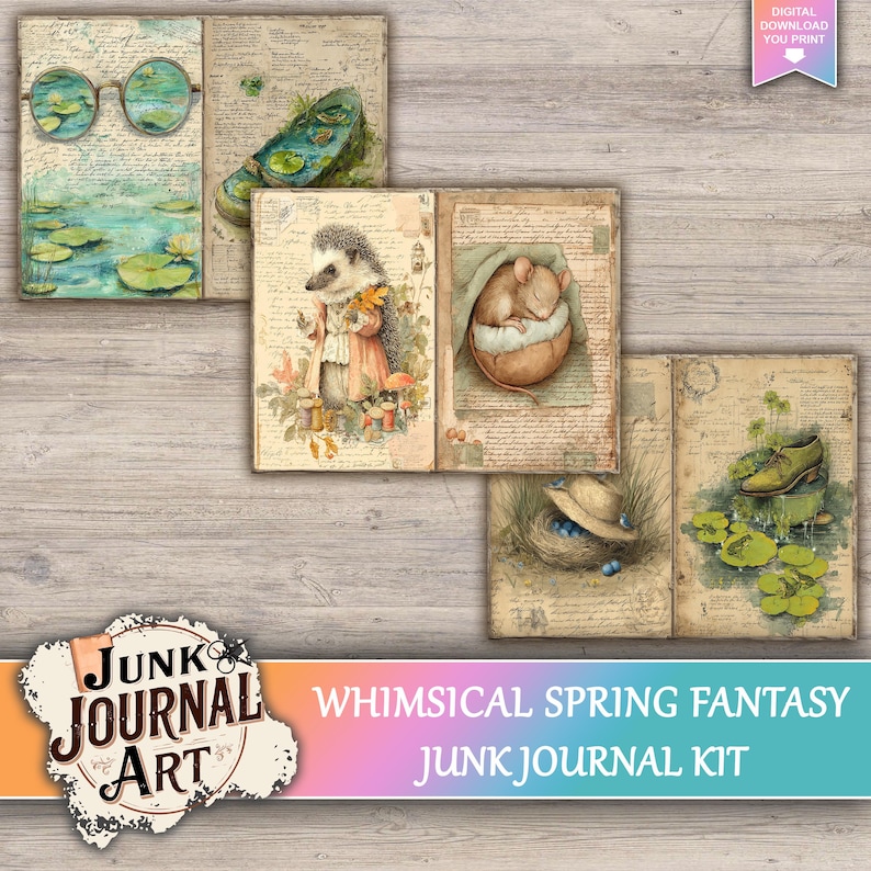 Fantasy Spring Junk Journal Printable Pages, Magical Forest Art ...