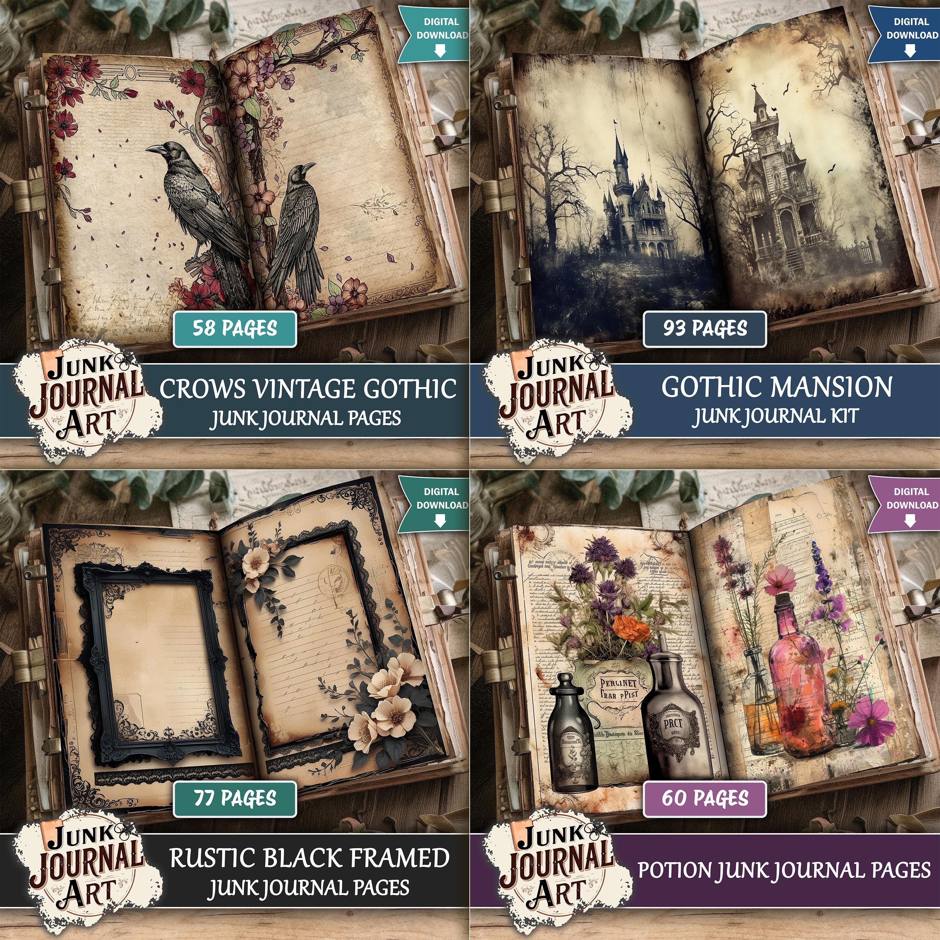 Gothic Junk Journal Bundle, Dark Academia Paper, Witchy Ephemera Kit ...
