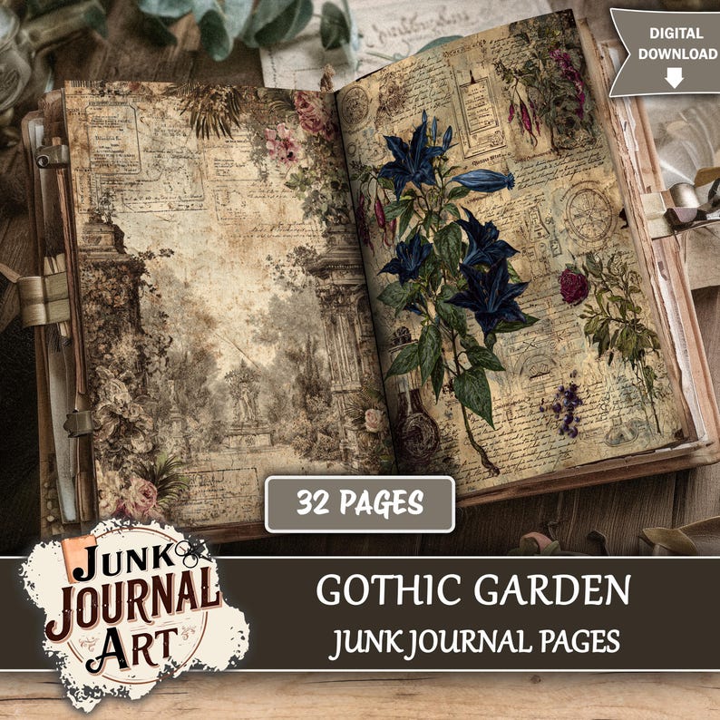 Gothic Garden Junk Journal Pages, Junk Journal Supplies, Vintage ...
