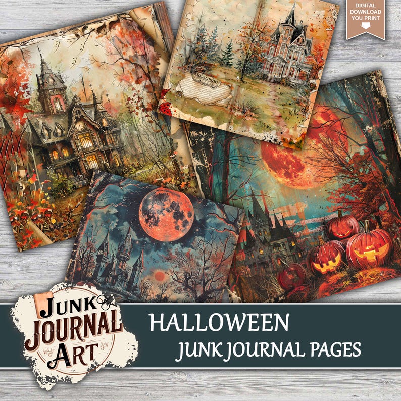 junk journal supplies, junk journal kits, junk journal ideas, junk journal paper, junk journaling kits, junk journaling, junk journal sticker, Halloween, horror junk journal, pumpkin junk journal, halloween scrapbook, witch junk journal, skull
