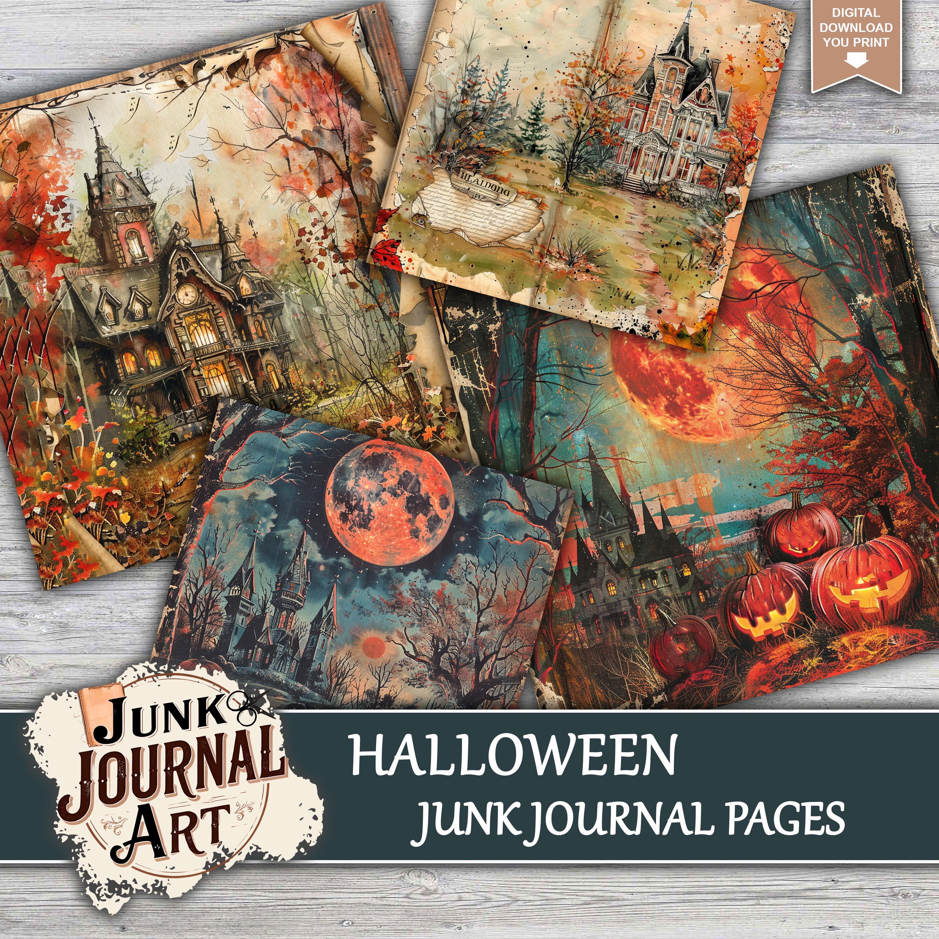 Halloween Junk Journal Kit Digital, Junk Journal Supplies, Junk Journal ...