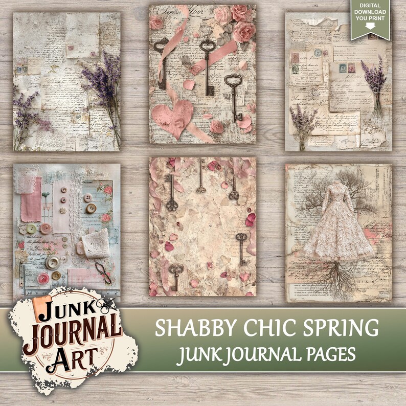 Shabby Chic Spring Junk Journal Printable Pages - Vintage Easter Kit ...