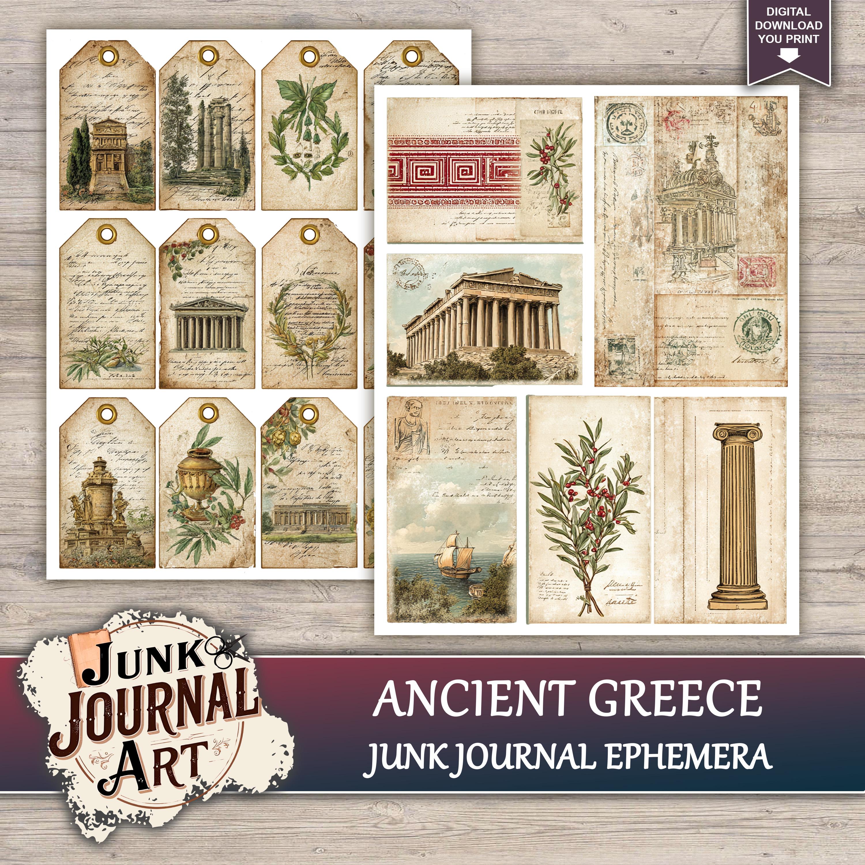 Ancient Greece Junk Journal Printable Pages - Vintage Mythology Kit ...