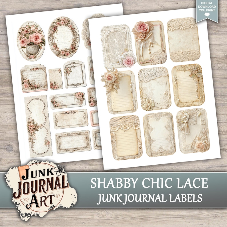 Shabby Chic Lace Junk Journal Printable Pages - Junk Journal Supplies ...