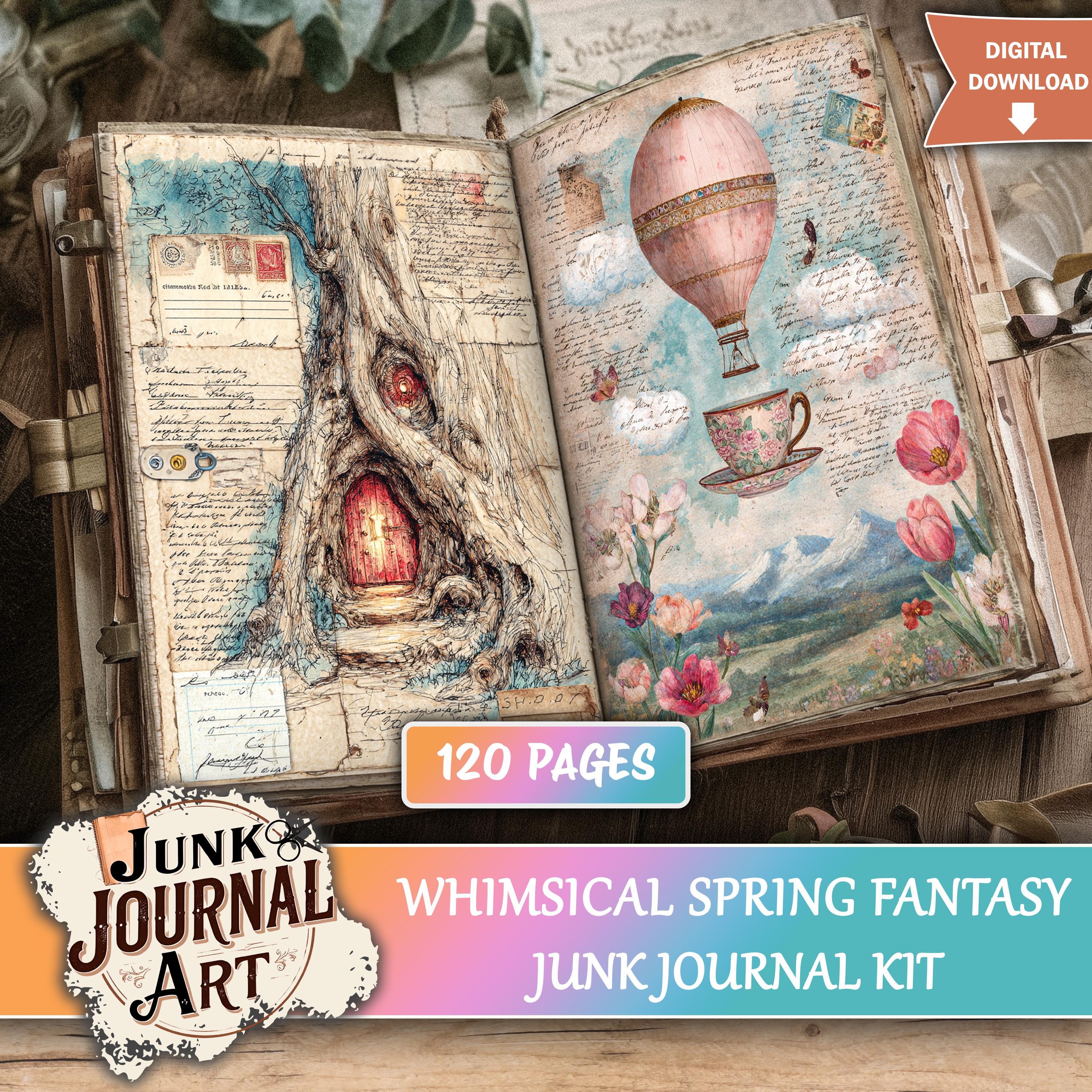 Fantasy Spring Junk Journal Printable Pages, Magical Forest Art ...