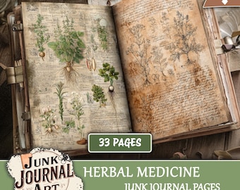 Apothecary Junk Journal supplies, Herbal Medicine Pages, Vintage Botanical paper