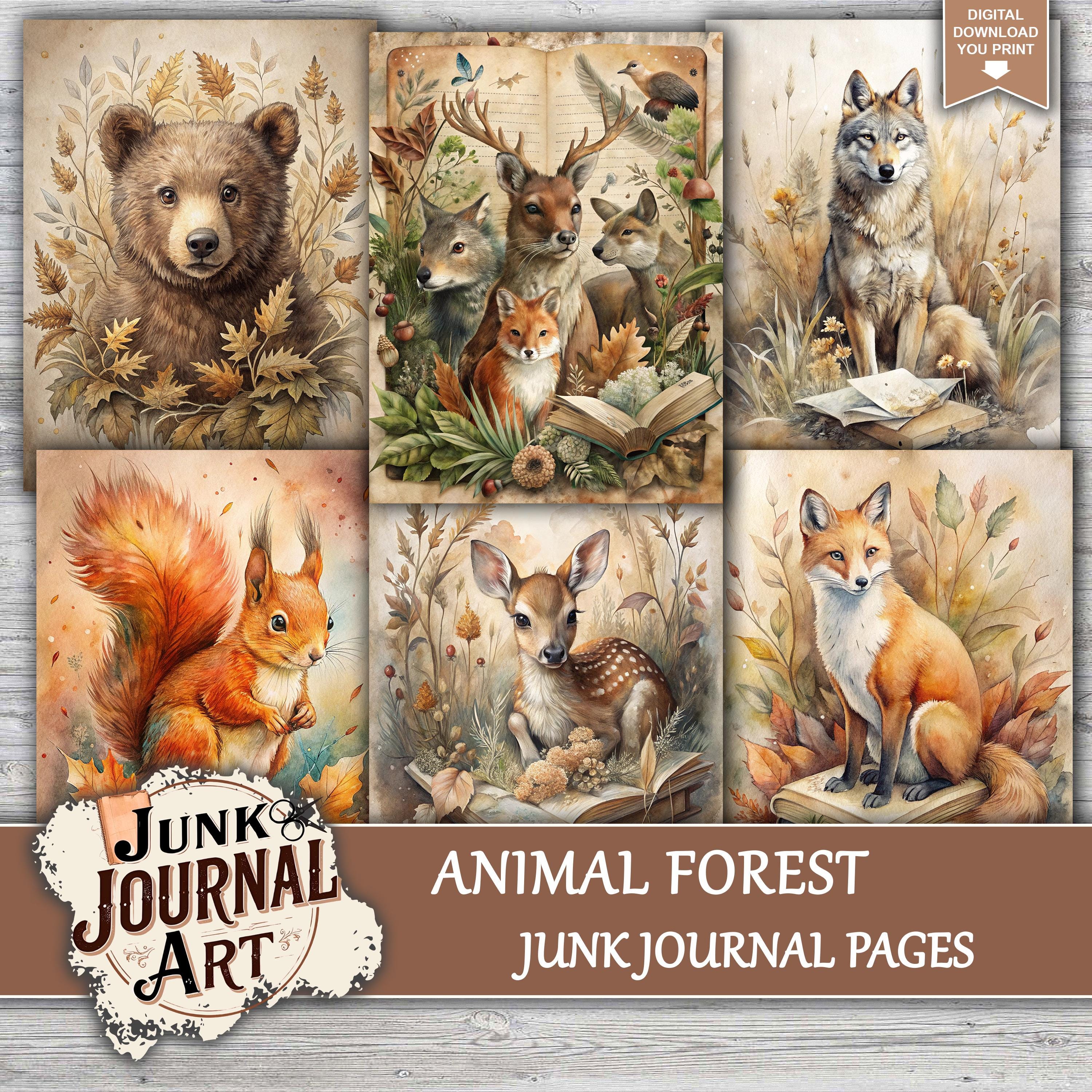 Animal Junk Journal, Forest Junk Journal, Junk Journal Supplies, Junk ...