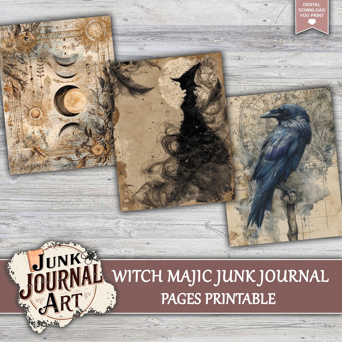 Witch Magic Junk Journal Pages, Junk Journal Supplies, Junk Journal ...