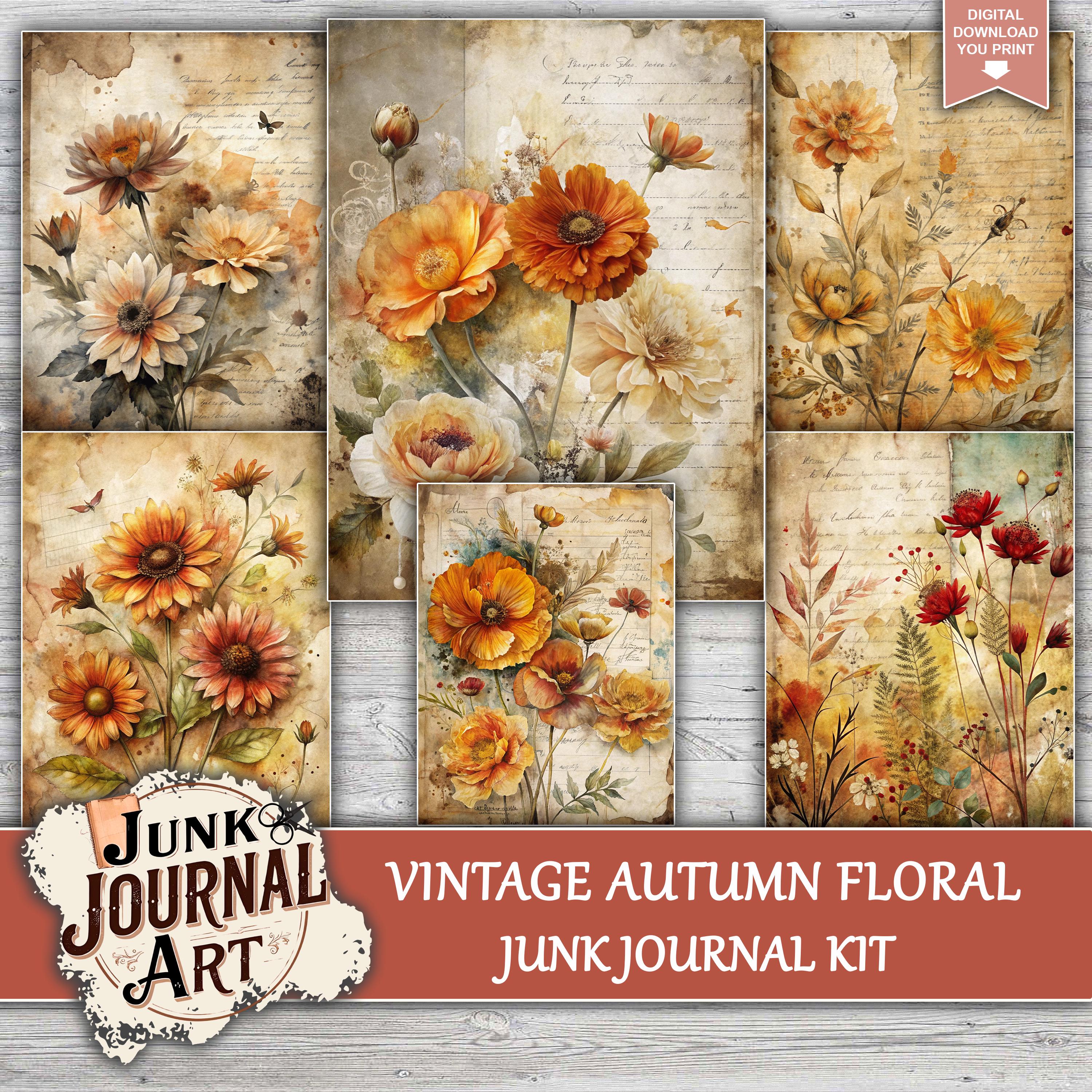 Autumn Floral Junk Journal, Junk Journal Supplies, Junk Journal Kits ...