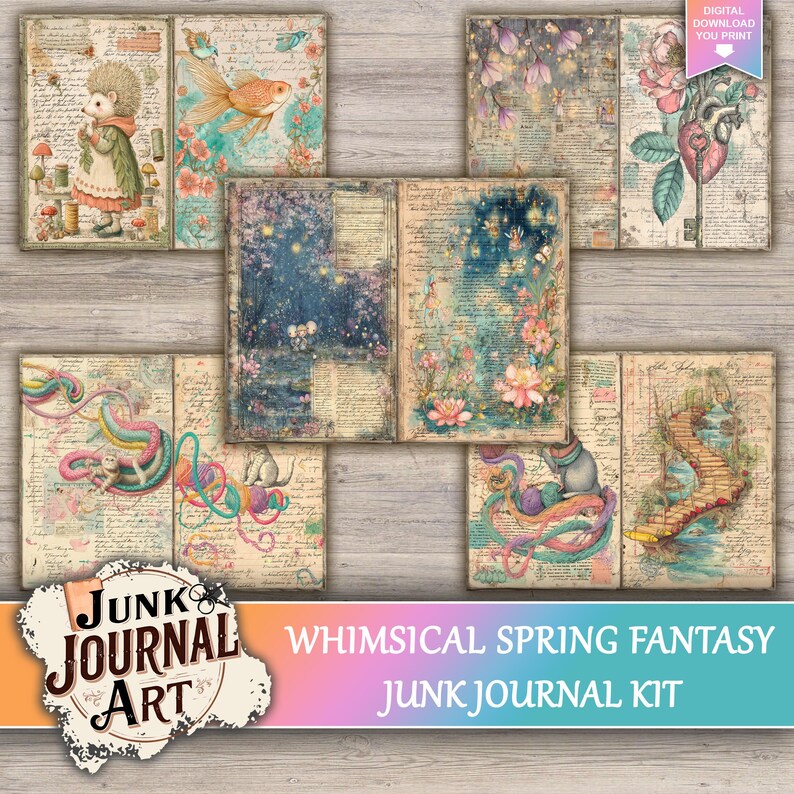 Fantasy Spring Junk Journal Printable Pages, Magical Forest Art ...