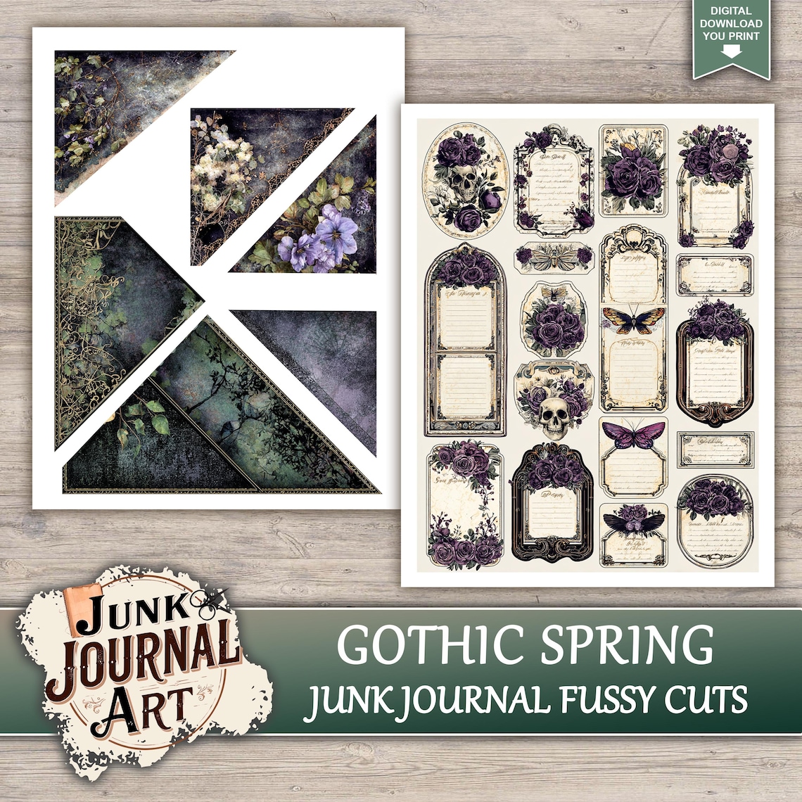 Gothic Spring Junk Journal Printable Pages - Junk Journal Supplies ...