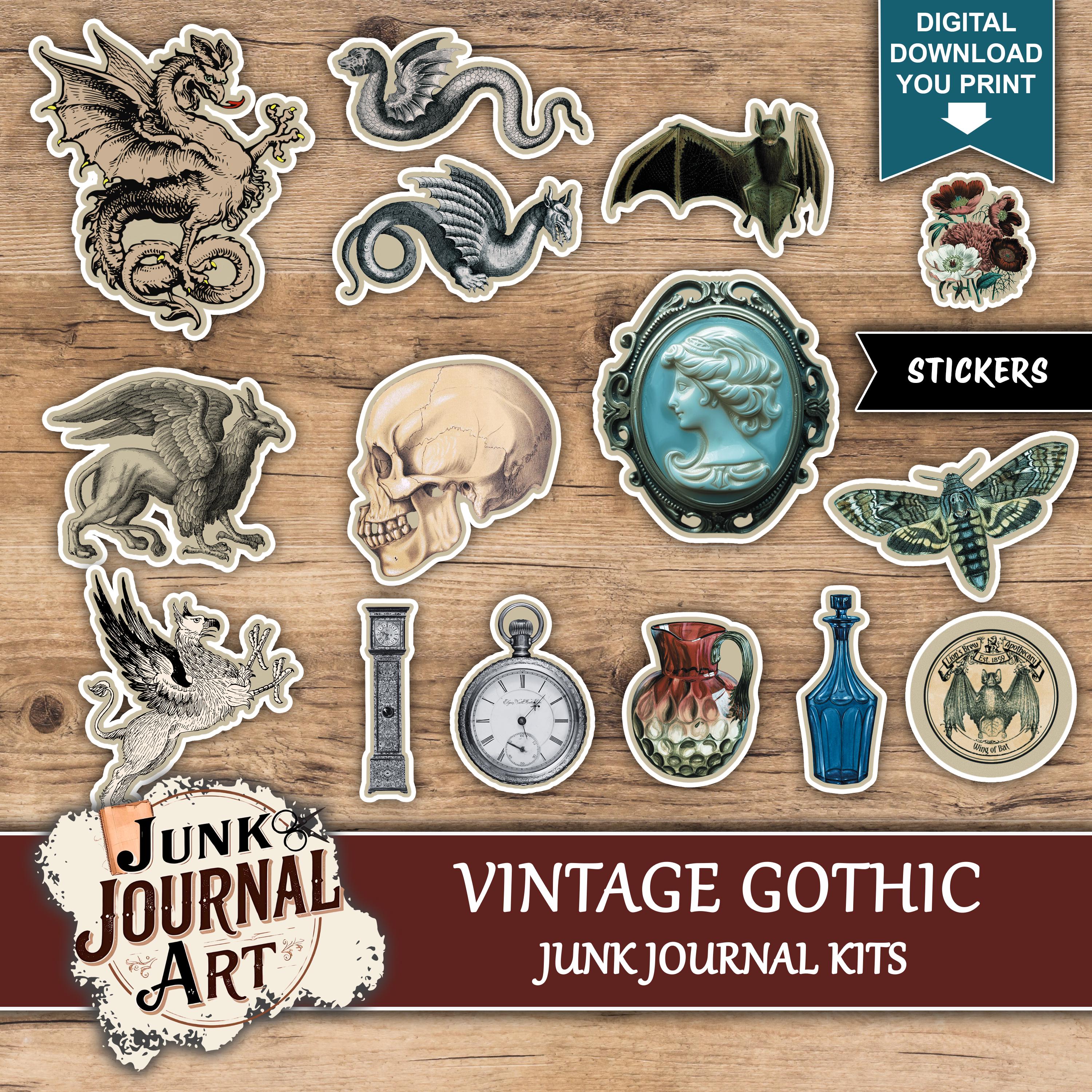 Gothic Journal Kits, Junk Journal Supplies, Gothic Junk Journal Kits ...