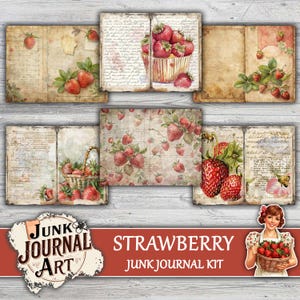 junk journal supplies, junk journal kits, junk journal ideas, junk journal paper, junk journaling kits, junk journaling, junk journal sticker, vintage junk journal, Strawberry journal, goose junk journal, Strawberry clipart, Fussy cuts, scrapbook
