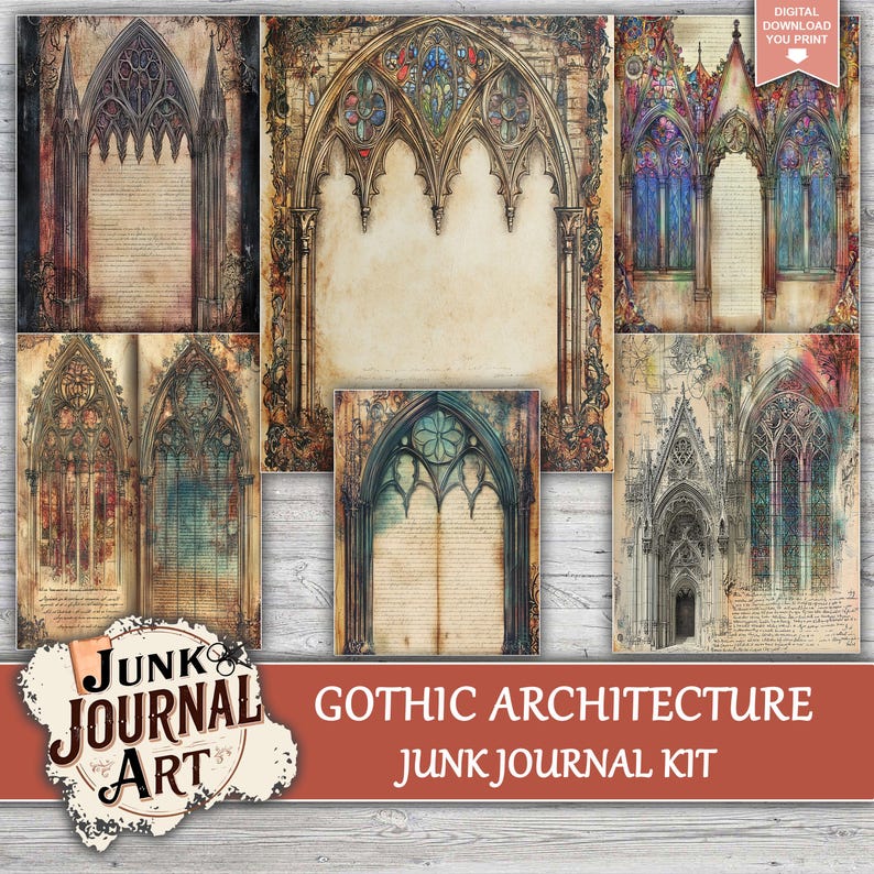 Gothic Architecture Junk Journal Pages, Junk Journal Supplies, Junk ...