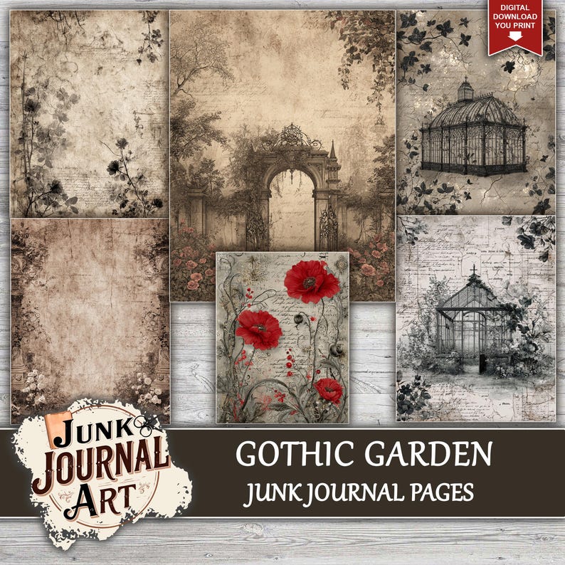 Gothic Garden Junk Journal Pages, Junk Journal Supplies, Vintage ...