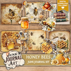 Honey Bees junk journal supplies