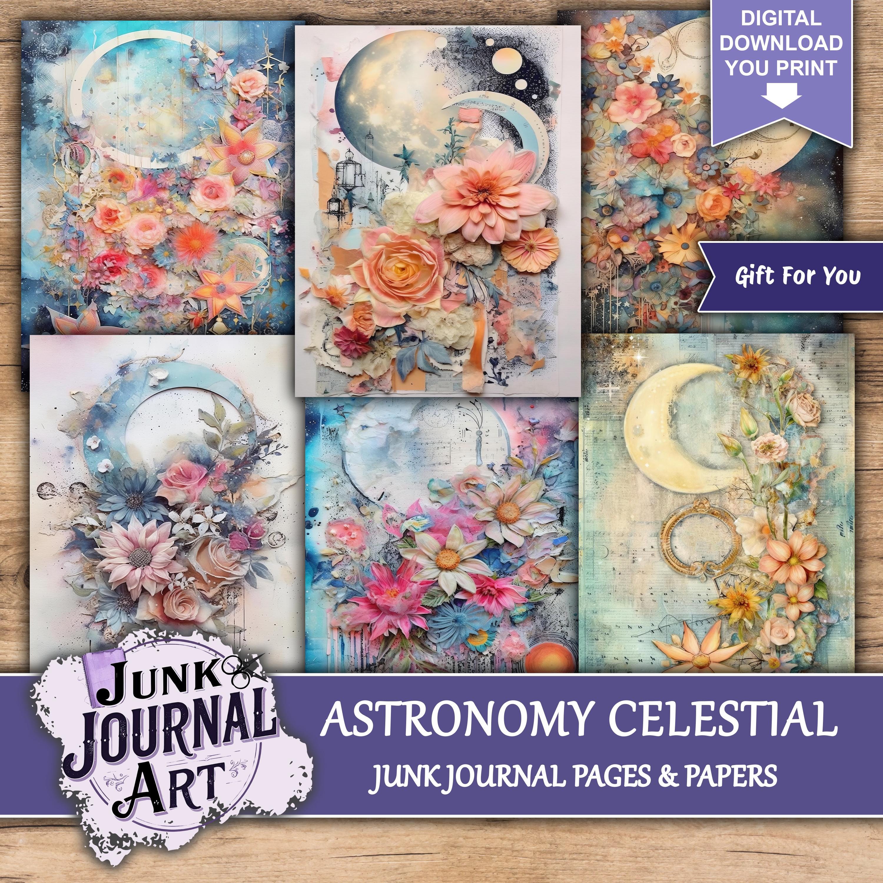 Celestial Junk Journal Pages, Vintage Astronomy Kit, Sun and Moon ...