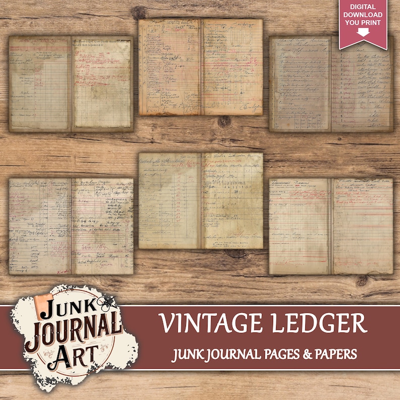 Ledger journal paper, Ledger junk journal, junk journal supplies, junk journal kits, junk journal ideas, junk journal paper, junk journaling kits, junk journaling, junk journal sticker, vintage junk journal, ledger printable, color ledger paper, ledger journal, ledger journal junk