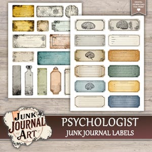 junk journal supplies, junk journal kits, junk journal paper, junk journal pages, Vintage Junk journal, Medical junk journal, Psychologist journal, Brain art, Mental Health, Phrenology Head, Mind Art, fussy cut, printable paper