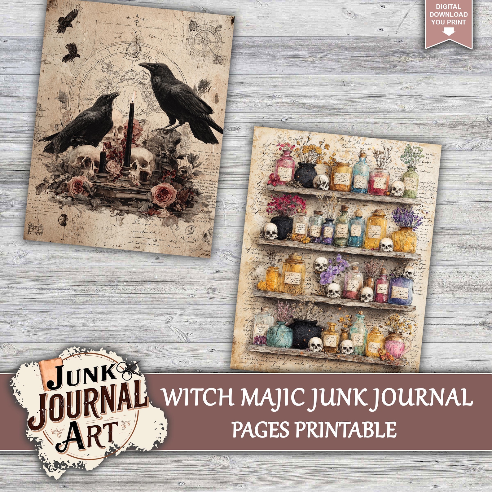 Witch Magic Junk Journal Pages, Junk Journal Supplies, Junk Journal ...