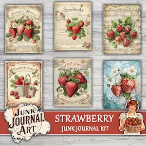 junk journal supplies, junk journal kits, junk journal ideas, junk journal paper, junk journaling kits, junk journaling, junk journal sticker, vintage junk journal, Strawberry journal, goose junk journal, Strawberry clipart, Fussy cuts, scrapbook