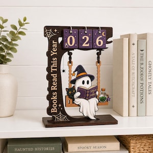 Personalized Ghost Book Tracker, Wooden Halloween Reading Tracker, Books Read This Year Sign, Spooky Gift for Reader