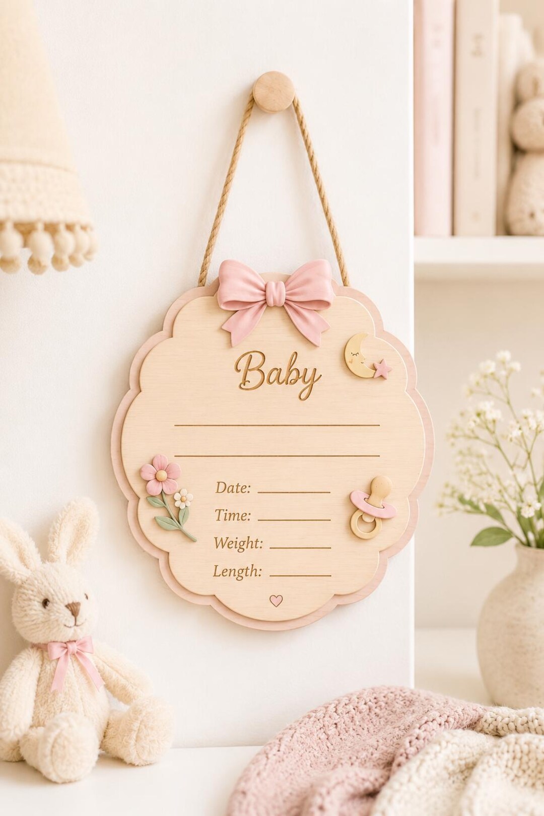 Personalized Baby Name Sign, Birth Announcement Sign, Custom Wooden ...