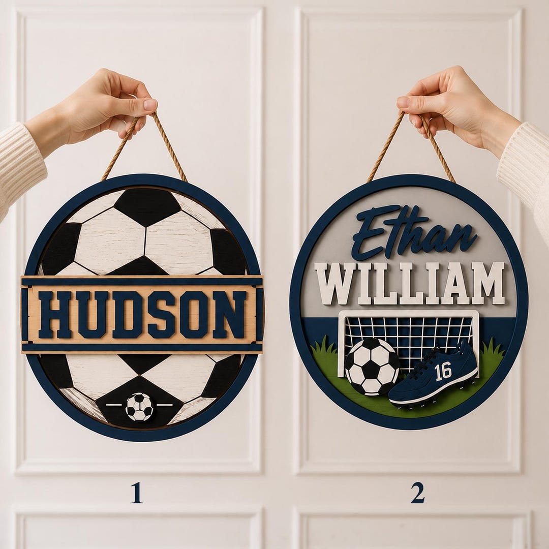 Football Display Names Custom Wooden Football Name Sign, Personalised Name Plaque, Custom Name ...