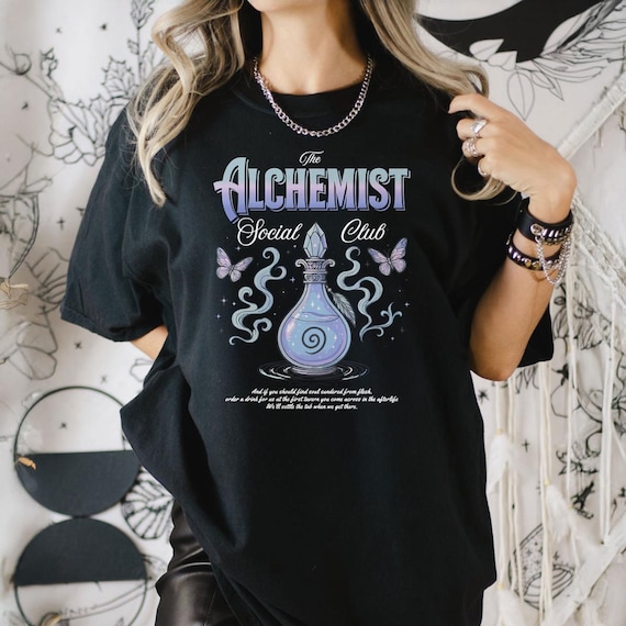Bookish Romantasy Shirt, The Alchemist Social Club Tee, Quicksilver Kingfisher Shirt, Magical Fantasy Reader Gift, Dark Academia Vibe