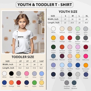 Puede incluir: Una camiseta blanca para j&oacute;venes y ni&ntilde;os peque&ntilde;os con opciones de tallas y colores. Las tallas de las camisetas van de la S a la XL para j&oacute;venes y de la 2T a la 5/6T para ni&ntilde;os peque&ntilde;os. Las opciones de color incluyen blanco, negro y varios otros colores.