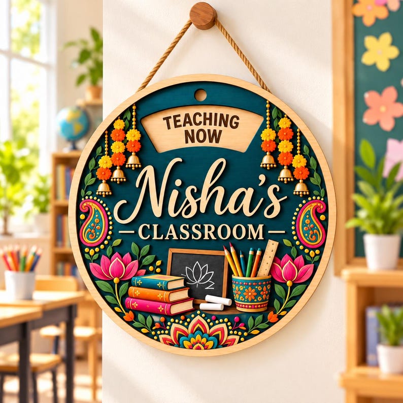 Personalized Wooden Spinning Door Sign, Custom Name Office Sign ...