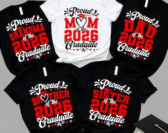 Camiseta "Mamá orgullosa graduada 2026", Camiseta de graduación familiar, Camisetas de graduación familiar orgullosas, Camiseta Senior 2026, Regalo para fiesta de graduación