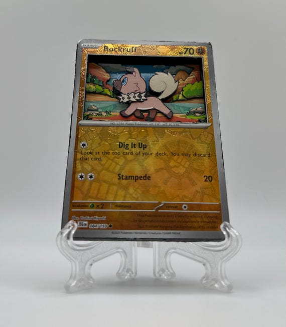 3D Rockruff Pokemon Card - Etsy