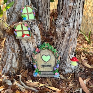 Hand-Painted Glow-in-the-Dark Fairy Garden Door Kit – Whimsical Outdoor Décor for Trees & Gardens