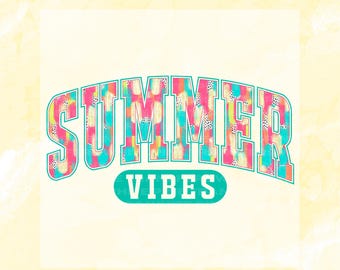 Transferencia DTF Vibes de verano, Transferencia directa a película de verano universitario, Transferencia lista para prensar, Transferencia térmica, Transferencia de verano preppy, Impresión DTF de playa