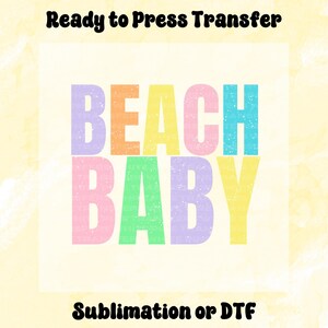 Beach Baby Retro DTF Transfer, Summer Direct to Film, Ready to Press Transfer, Heat Transfer, Vacation DTF, Neon Trendy Transfers, Beach DTF