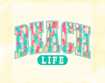 Transferencia DTF Beach Life, Transferencia directa a película de verano universitario, Transferencia lista para imprimir, Transferencia térmica, Transferencia de verano preppy, Impresión DTF de playa