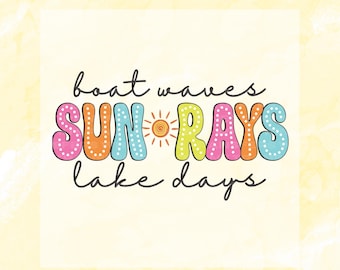 Lake Days DTF Transfer, Preppy Summer Transfer, Sommer direkt zum Film, bereit zum Pressen von Transferfolie, Boot Wellen Sonnenstrahlen